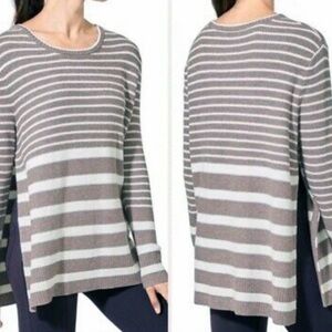 Athleta Kennewick Sweater Taupe & White M